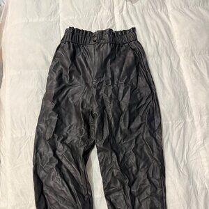 Zara pleather pants cinch waist size M